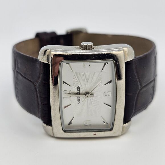 Anne Klein Women's Watch 32MM Gray Dial Maroon Leather Bands New Battery - Picture 1 of 14